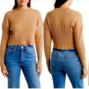 💓 SOFIA RUE ribbed knit crop crew neck sweater NWT 💓